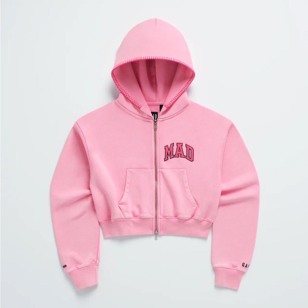 Gap x MadHappy Full Zip Cropped Mad Hoodie Pink Hoodie Women's Size XS-XL